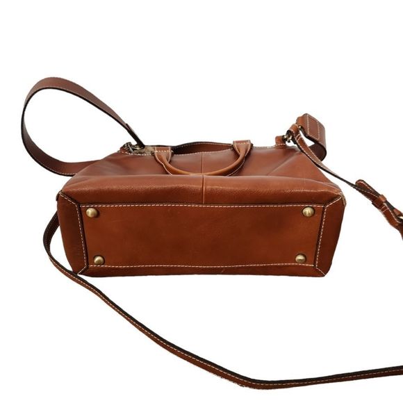 PATRICIA Nash Mollia Brown & White Leather Tassel Satchel Shoulder Handbag - Picture 6 of 11